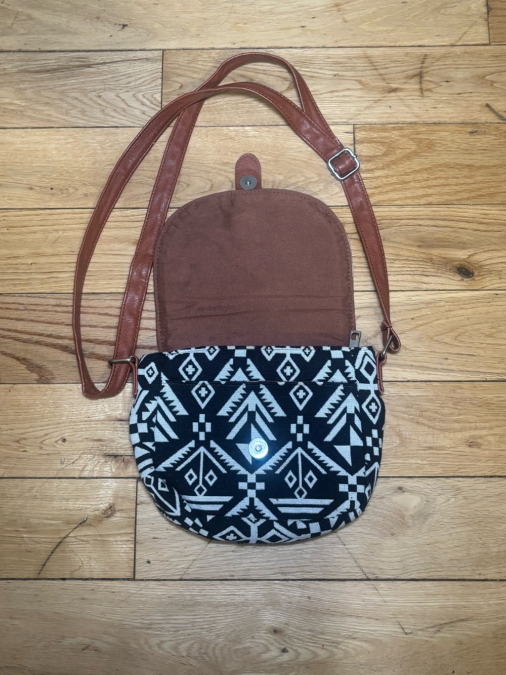 Brown & Black Patterned Crossbody Bag - Picture 2 of 4